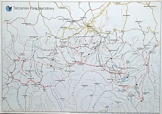 Mapa szlaków Tatrzańskiego Parku Narodowego